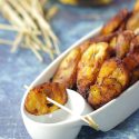 Fried Plantain in a platter with toothpics