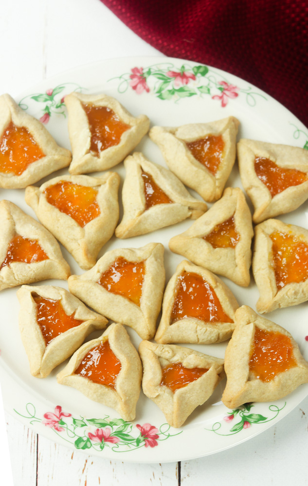 plate of Apricot Hamentachen Cookies