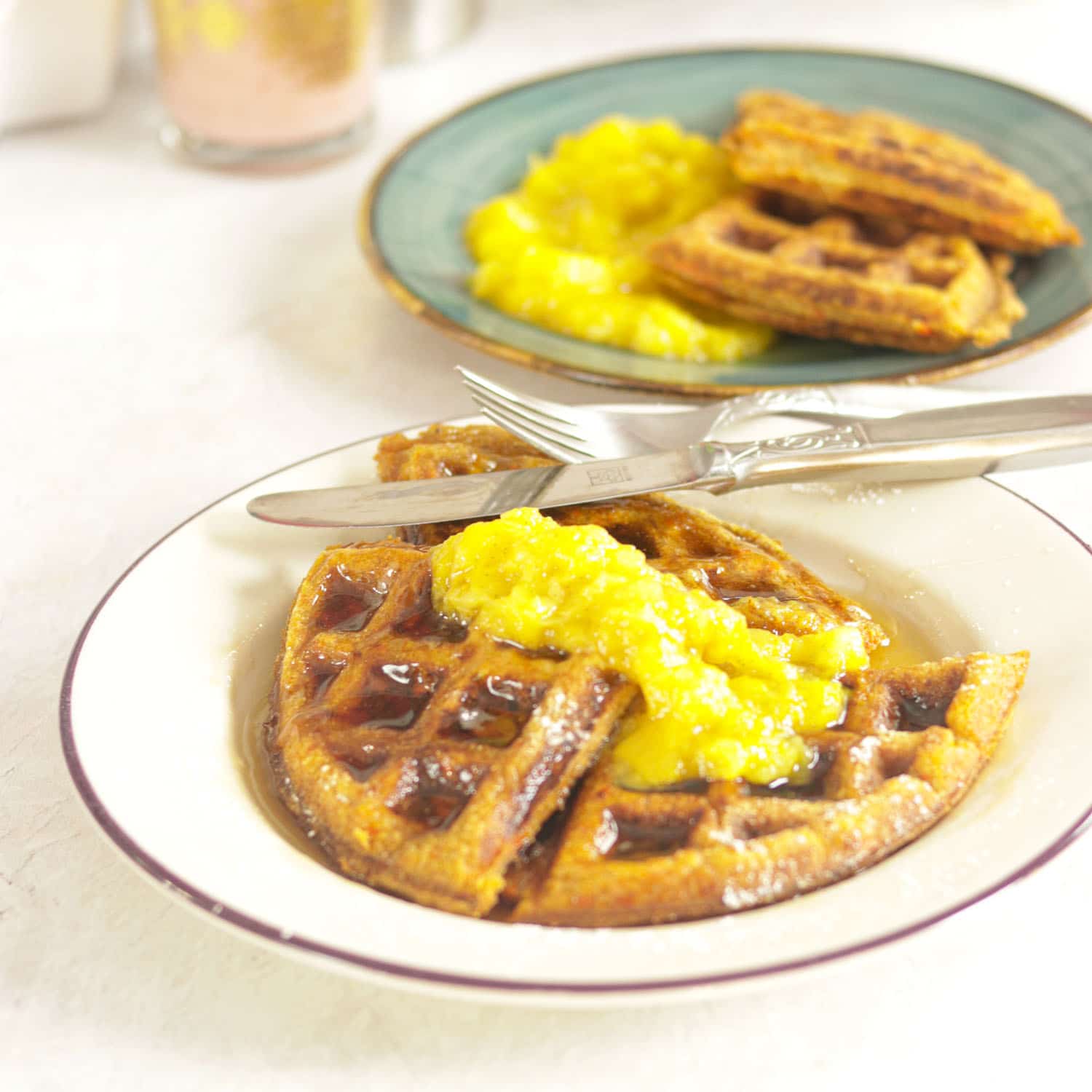 Healthy Carrot Cake Waffles