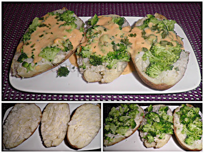 Broccoli Baked Potatoes with Cheddar Cheese Sauce