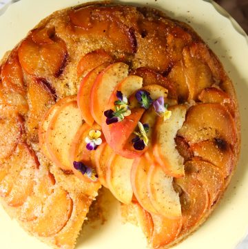 Peach Upside Down Polenta Cake