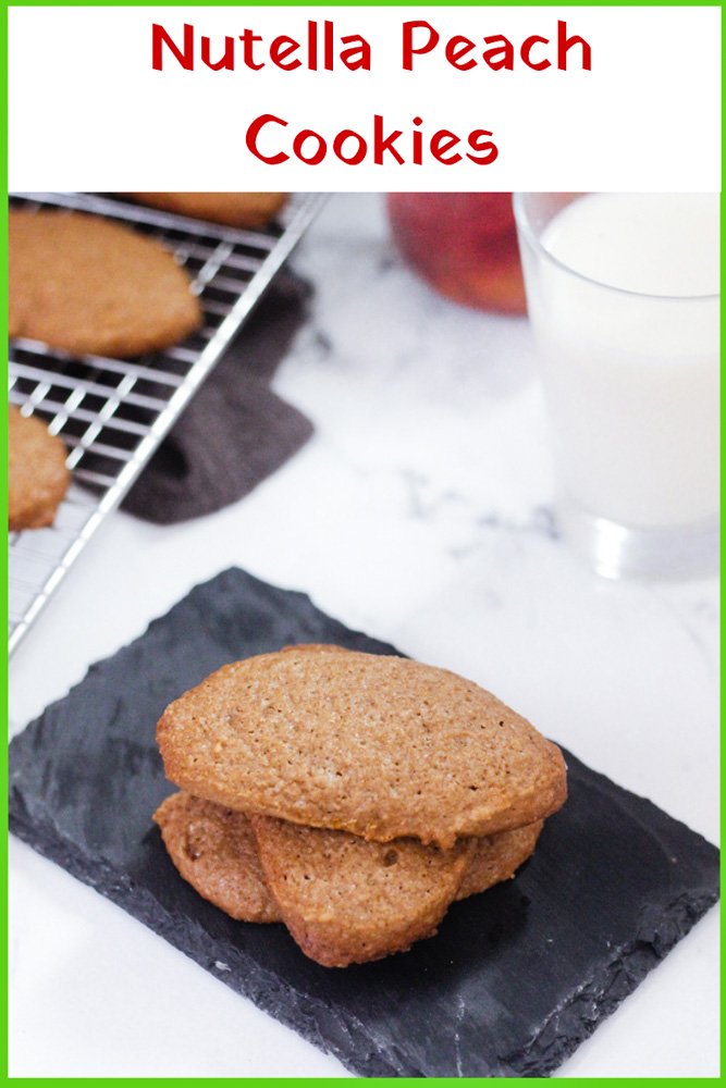 Nutella Peach Cookies and a glass of milk