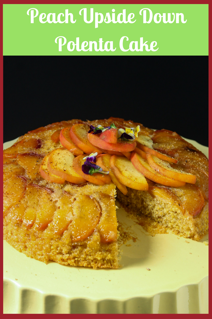 Peach Upside Down Polenta Cake