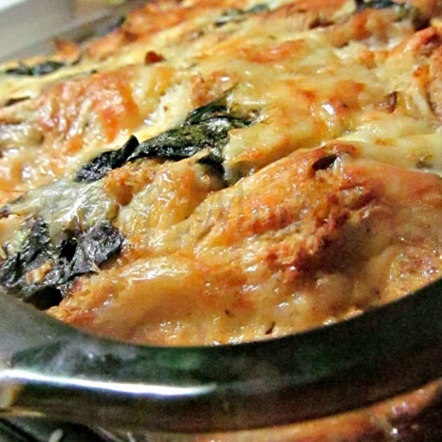 Spinach Three Cheese Bread Pudding