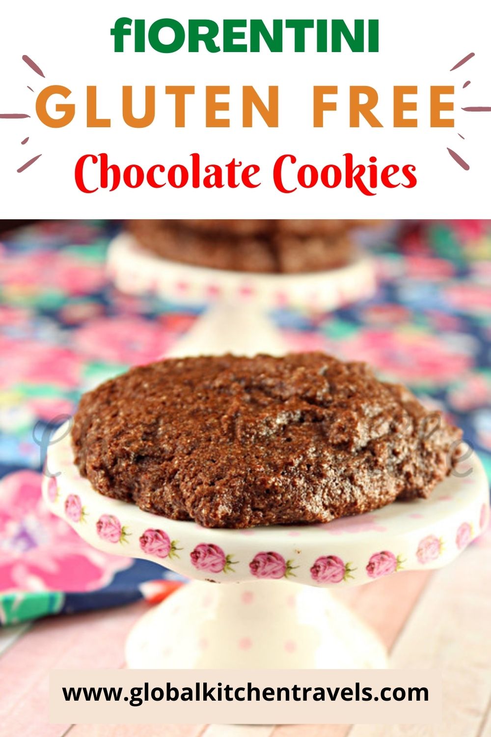 chocolate cookie on a plate with text