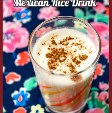 A glass of Horchata Rice Milk with cinnamon on top