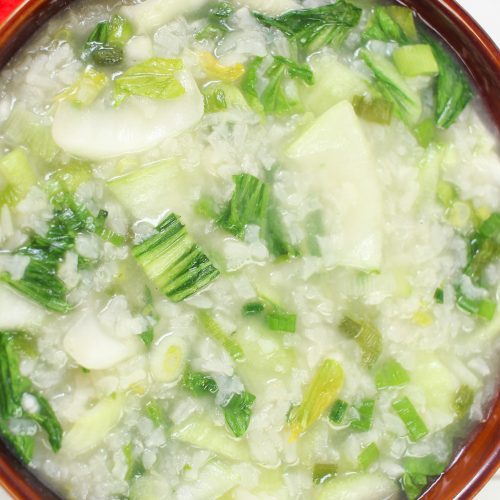 Chinese Bok Choy Congee - Global Kitchen Travels