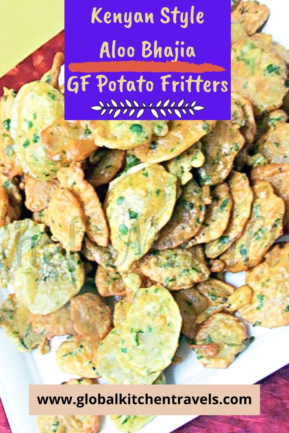 plate of gluten free potato fritters with text