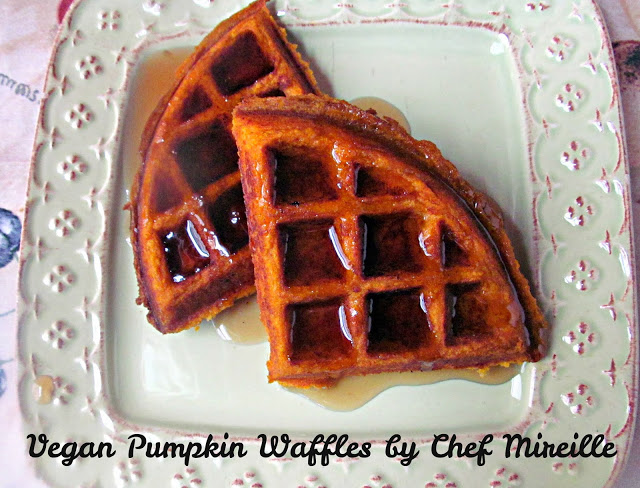 vegan pumpkin waffles on a plate