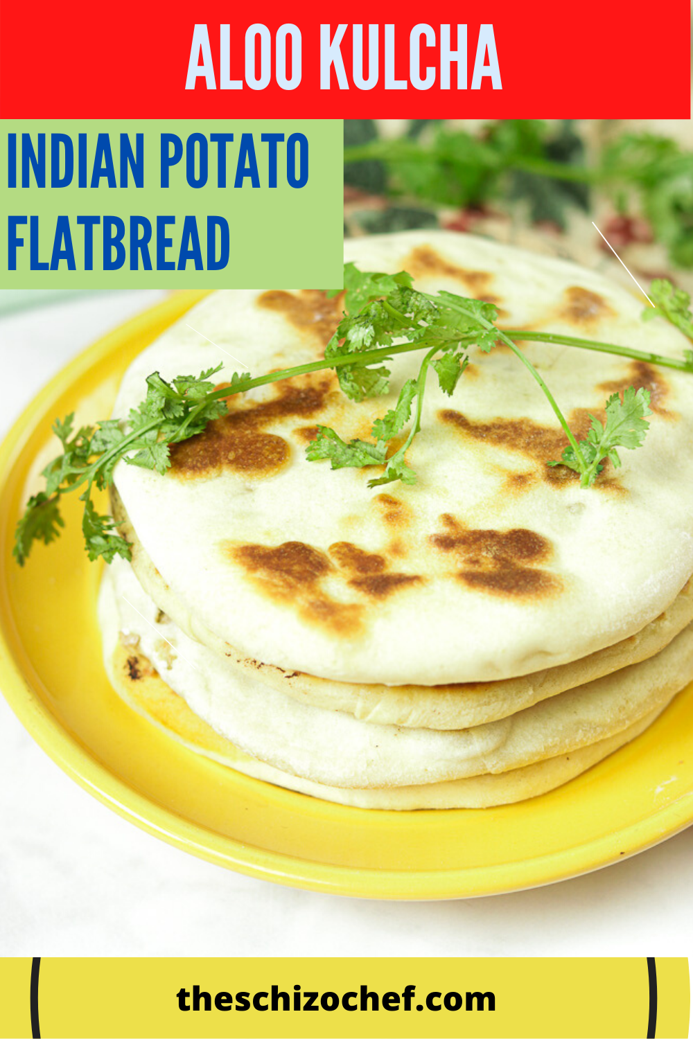 Amritsari Aloo Kulcha - Indian Potato Flatbread with text