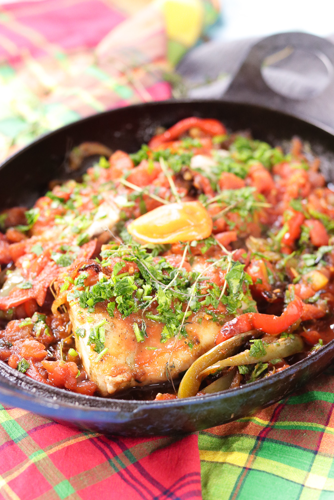 Caribbean Stew Fish in a pan