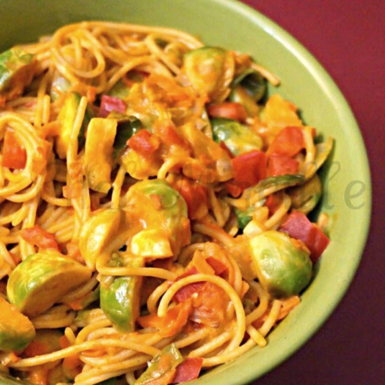 Caribbean Style Spaghetti in a bowl