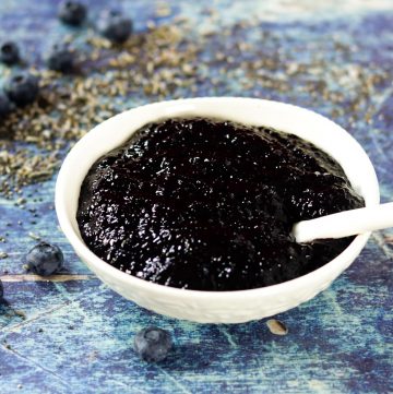 bowl of jam with a spoon