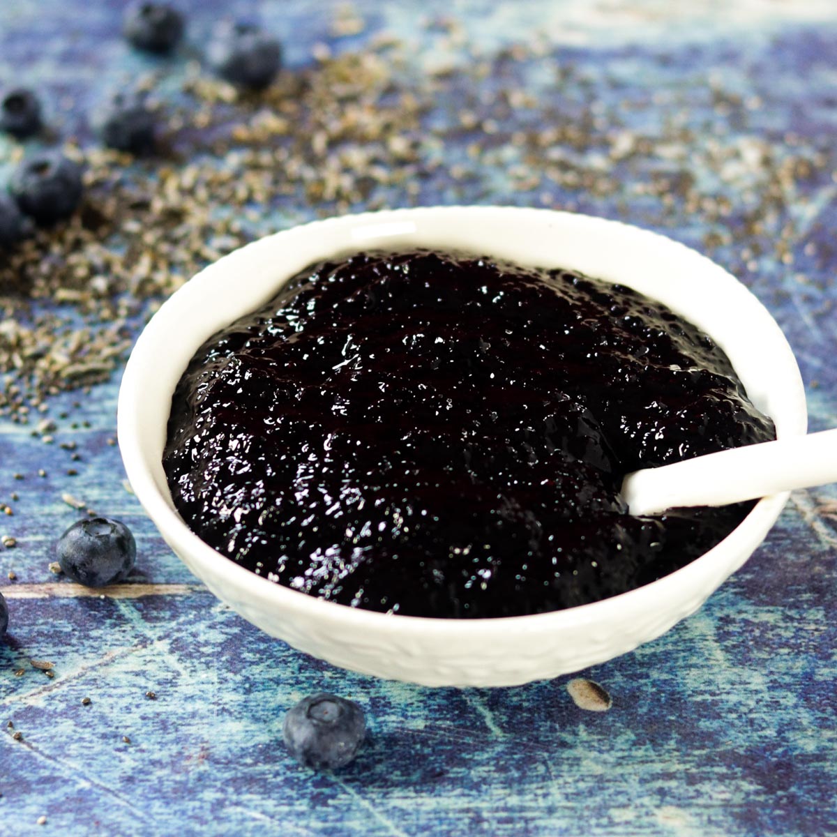 bowl of jam with a spoon