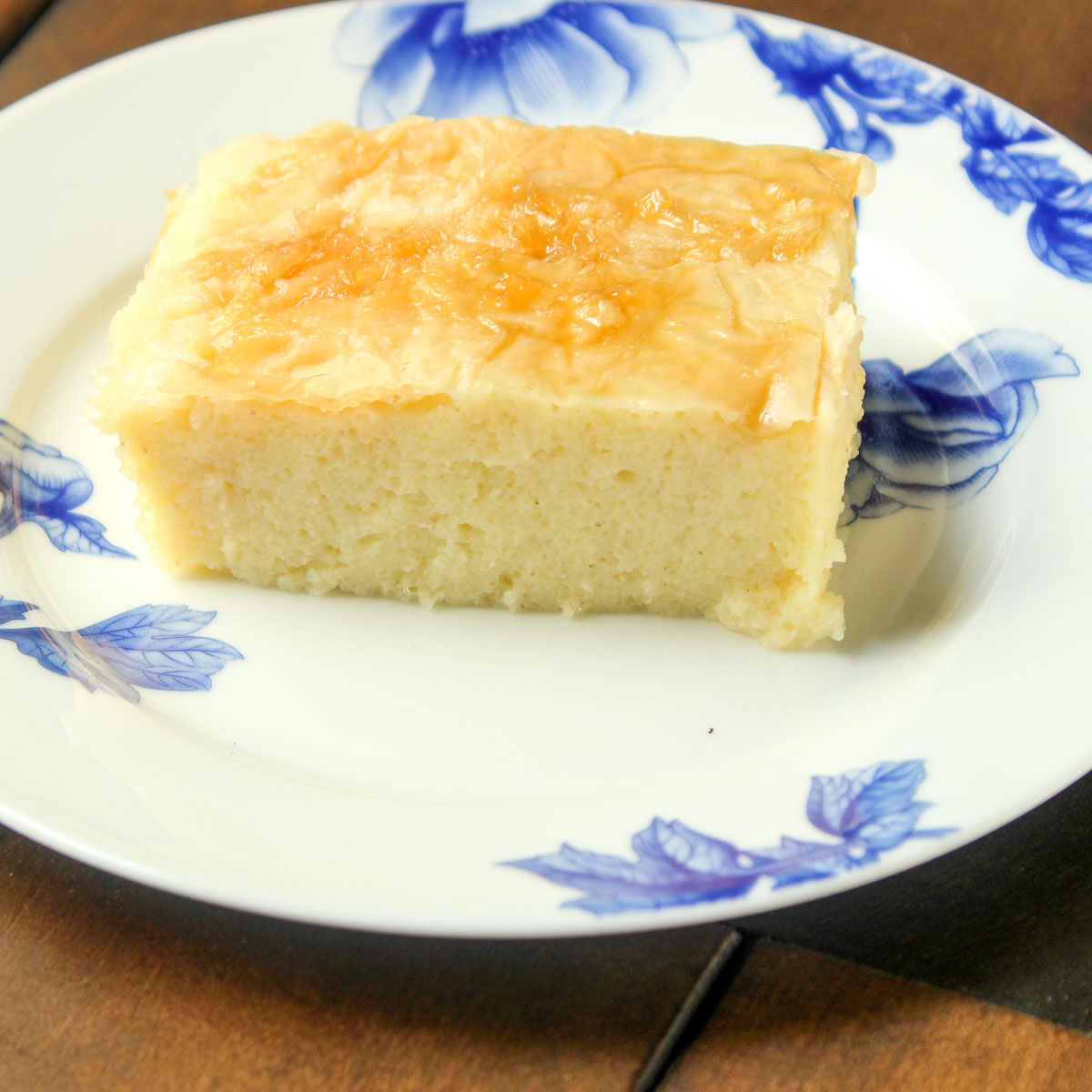 slice of Greek Custard Pie on a plate Galaktoboureko