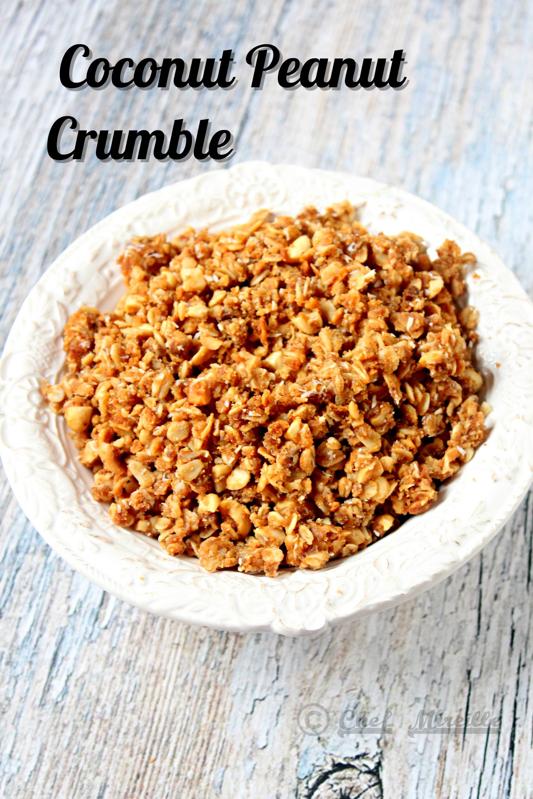 Coconut Peanut Crumble in a bowl