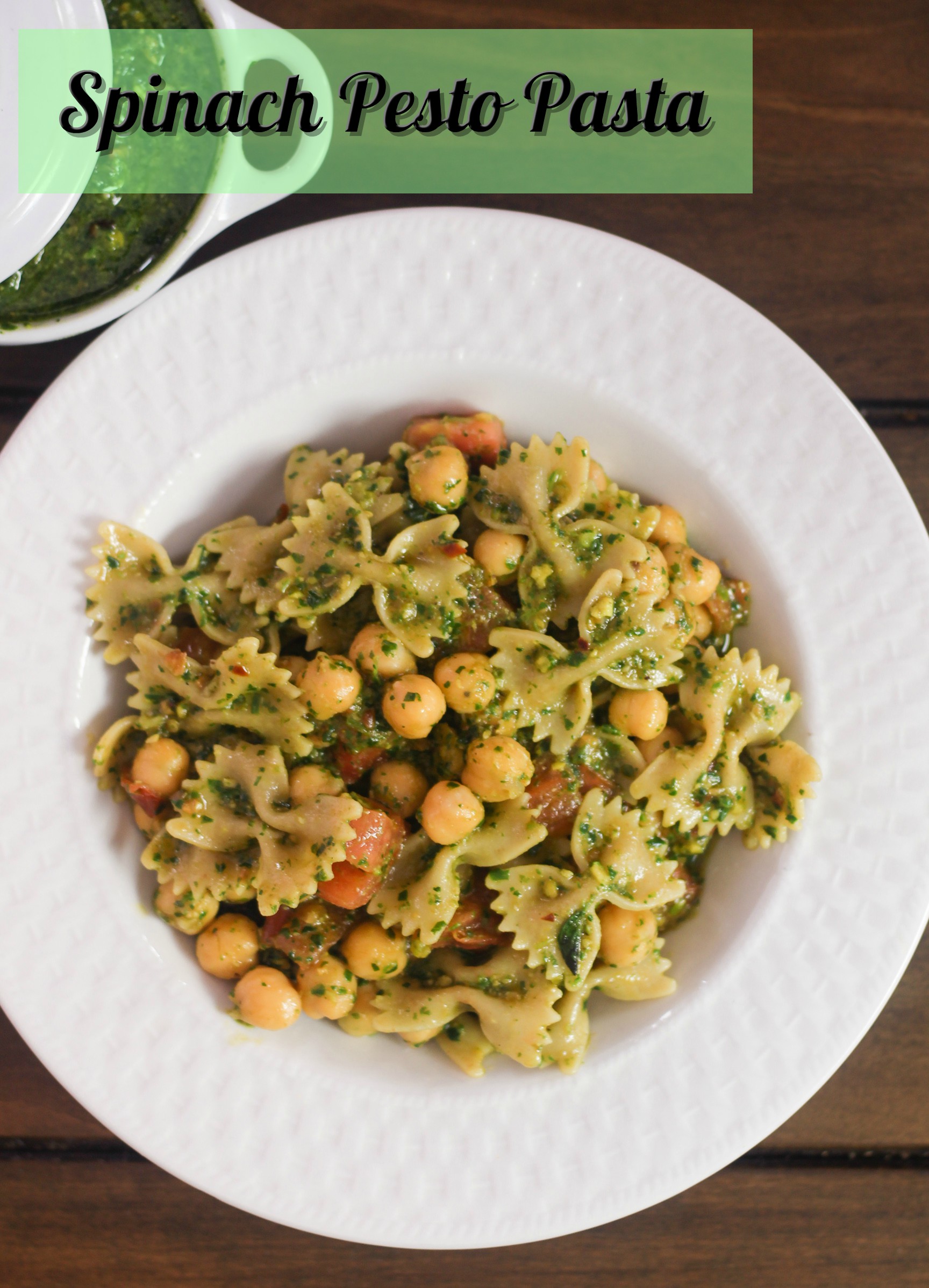 Spinach Pesto Pasta with Chickpeas - Global Kitchen Travels