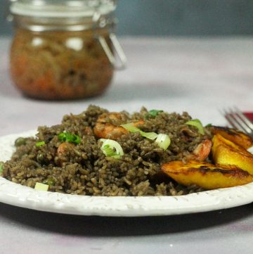 Haitian Black Mushroom Rice with Shrimp - Diri Ak Djon Djon ak Kribich