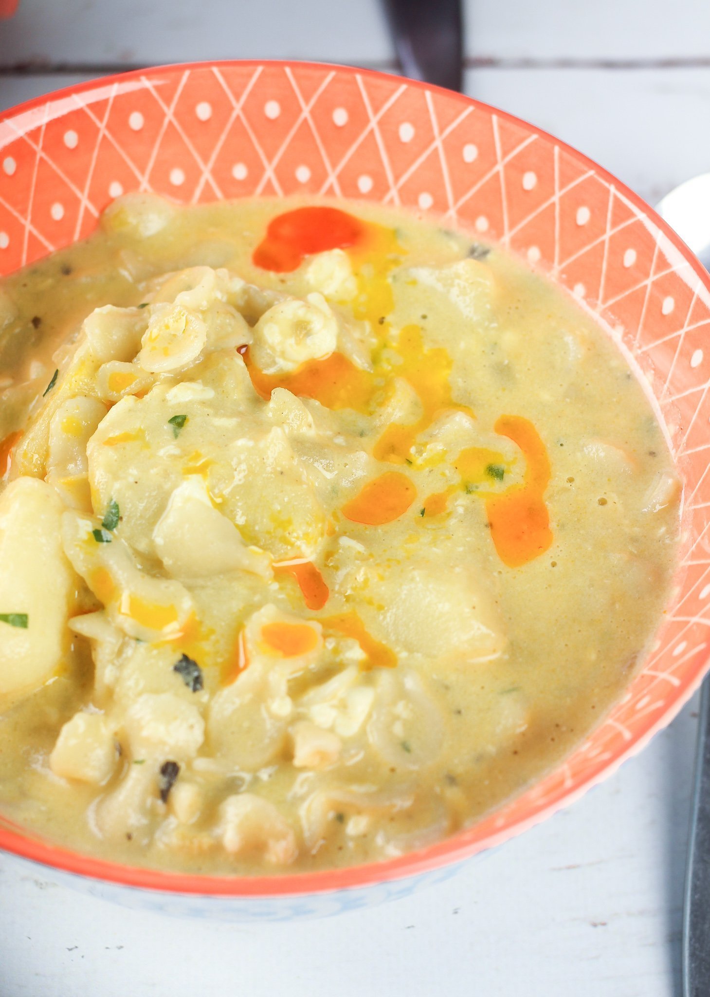 Ecuadorian Pasta Cheese Soup with Potatoes