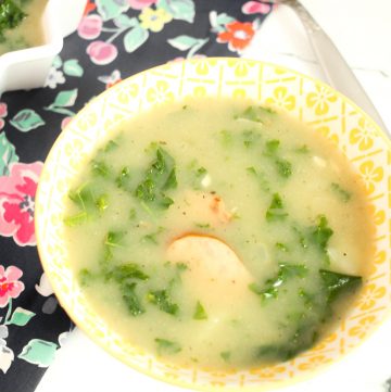 bowl of Caldo Verde - Potato Kale Soup
