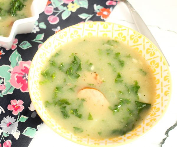 bowl of Caldo Verde - Potato Kale Soup