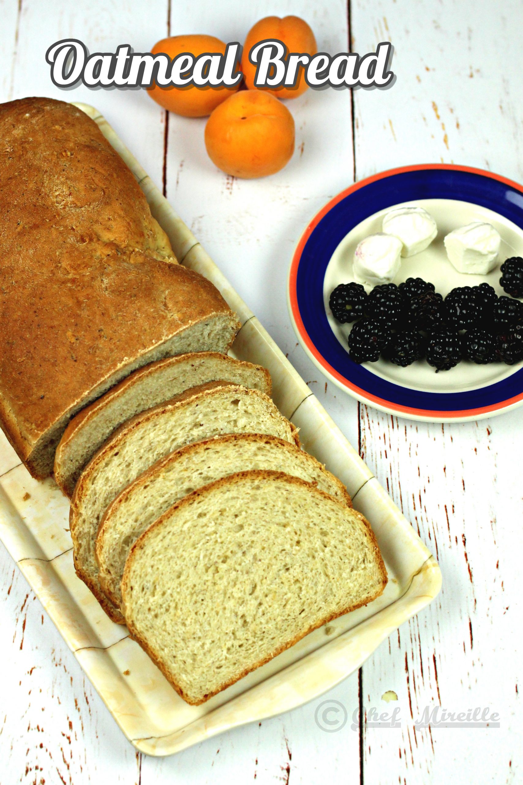 Oatmeal bread with fruit and cheese