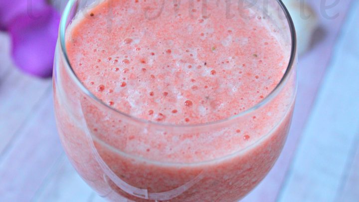 glass of Pineapple Strawberry Agua Fresca