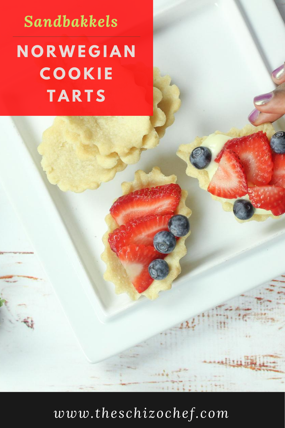 fruits in mini tarts with text