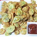 plate of gluten free potato fritters with ketchup