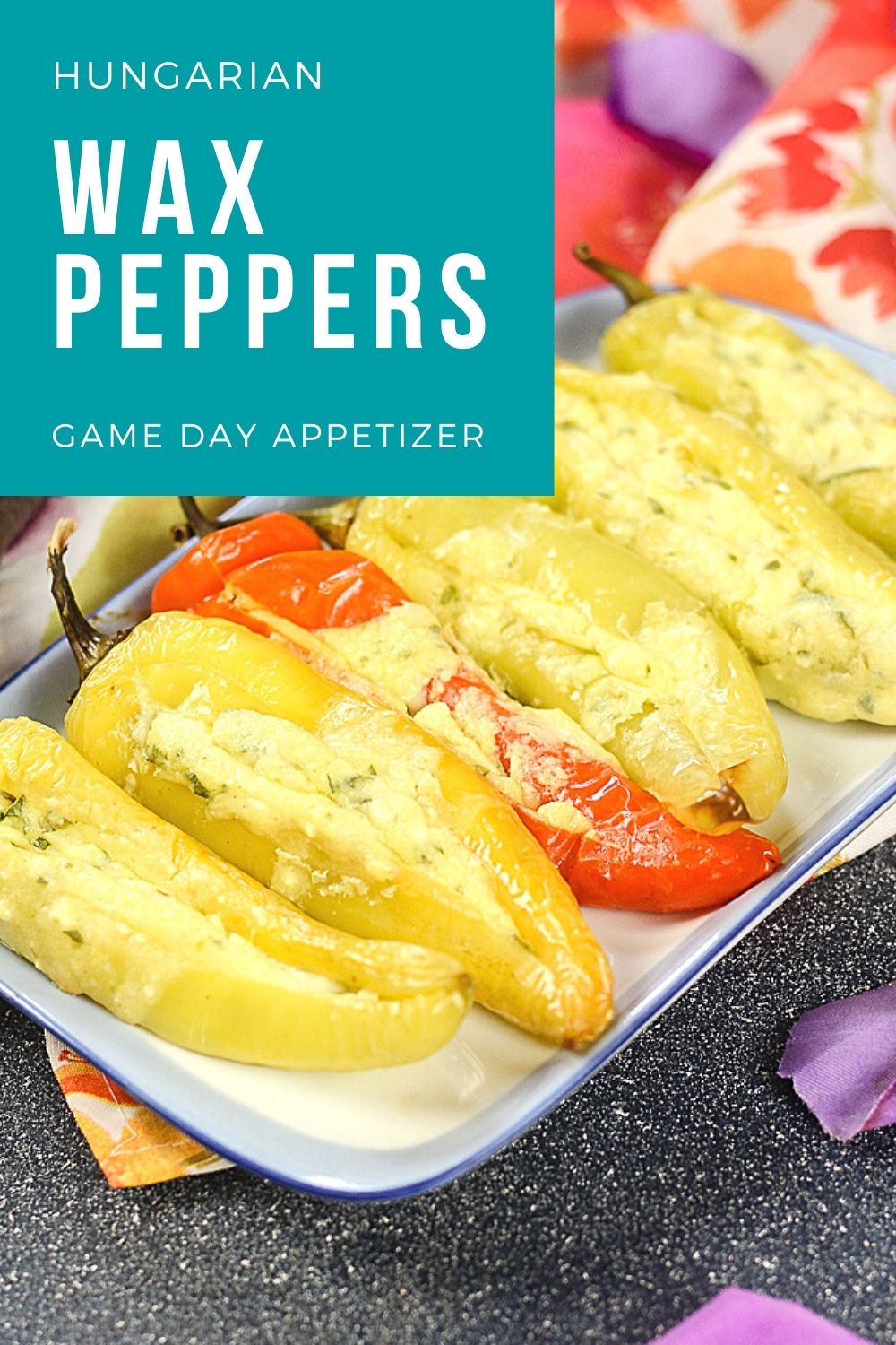 Hungarian Stuffed Peppers with cheese - with text