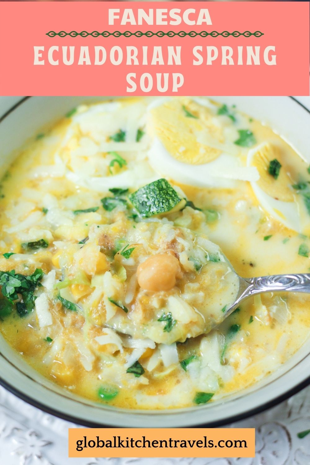 Spring Vegetable Soup in a bowl with text