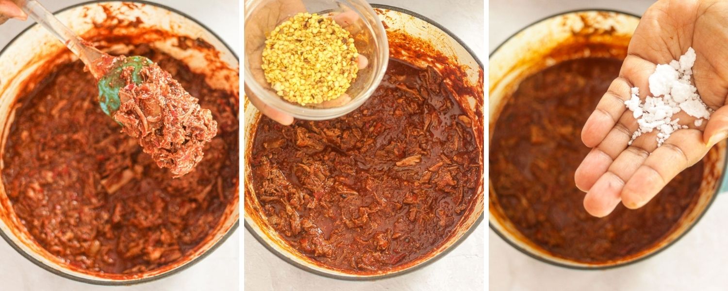 Goat Birria with seasoning of chili seeds and salt