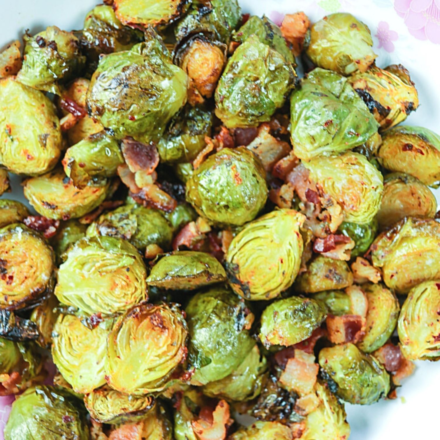 Roasted Brussel Sprouts with Harissa and Bacon