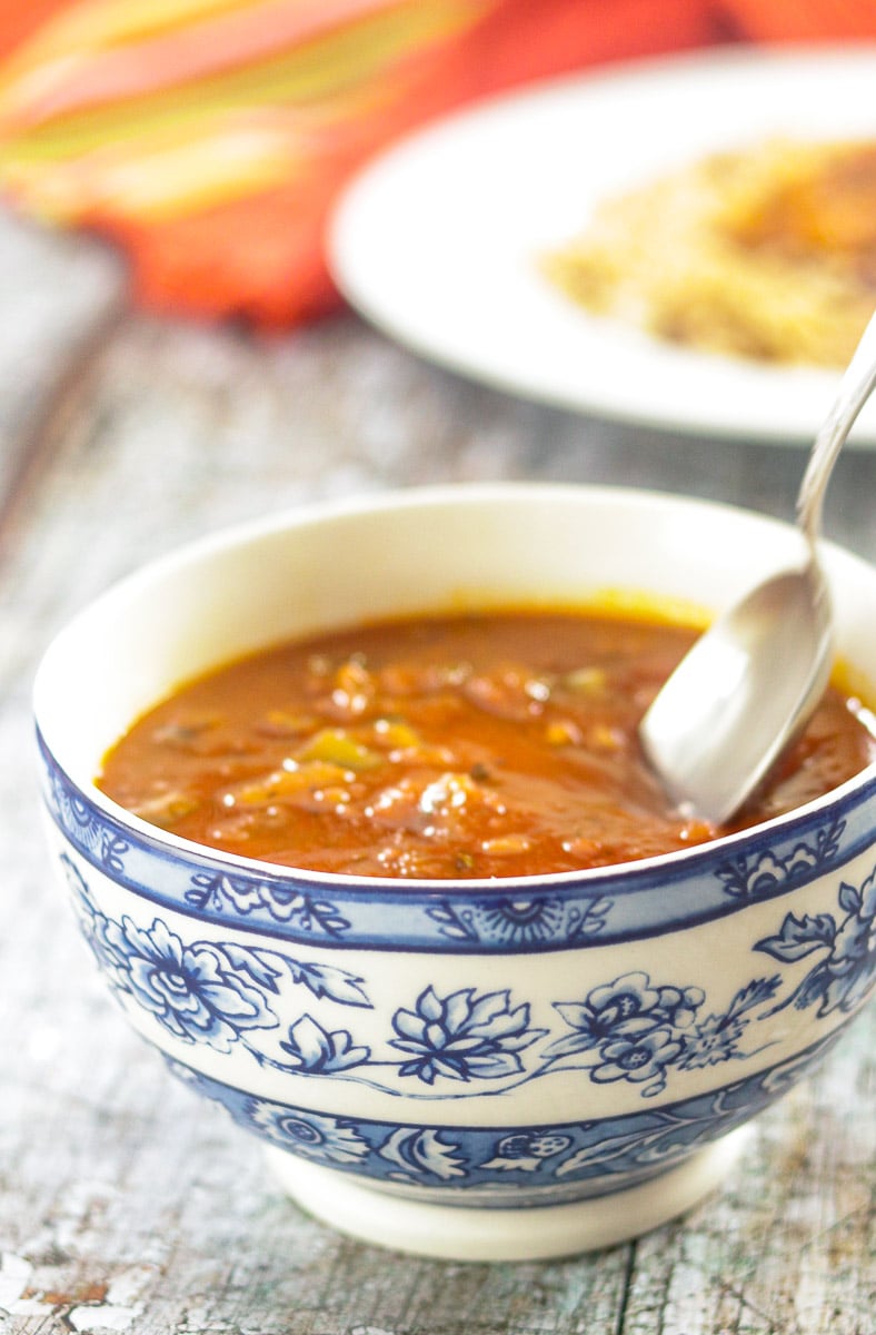 Classic Creole Sauce in a bowl with spoon