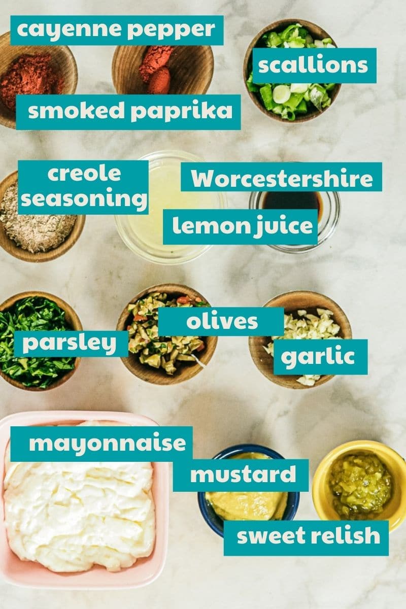 Ingredients for Remoulade with labels