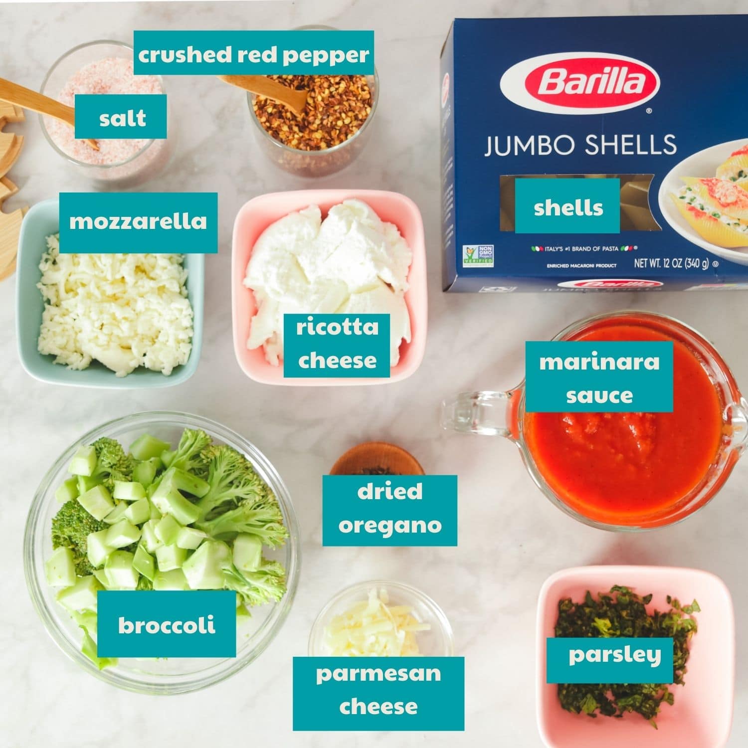 Ingredients for Classic Stuffed Shells