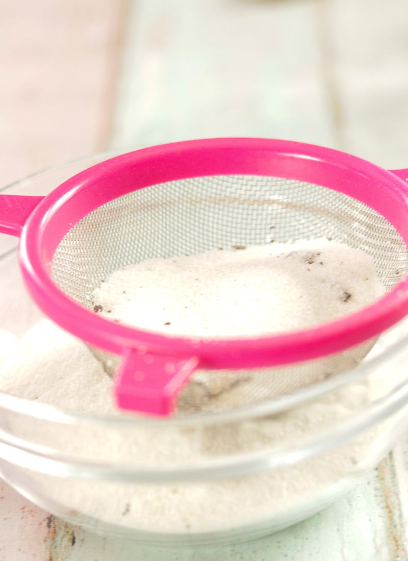 Sifting homemade vanilla sugar