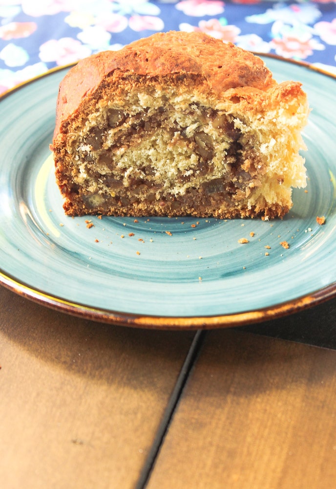 slice of Gubana Italian Sweet Bread on a plate