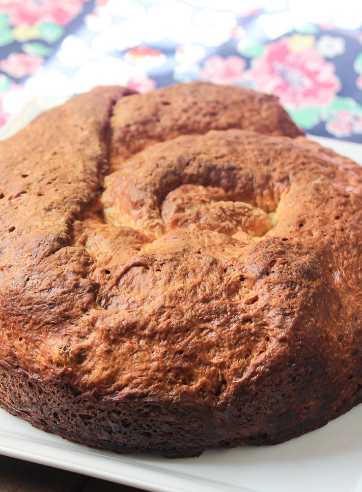 round loaf of Gubana Recipe - Italian Sweet Bread