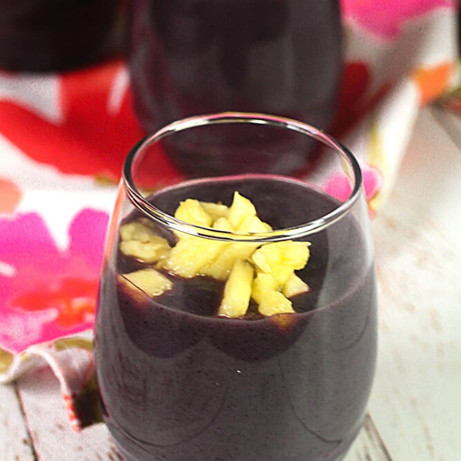 Api Morada - Bolivian Purple Corn Drink in a glass with pineapple