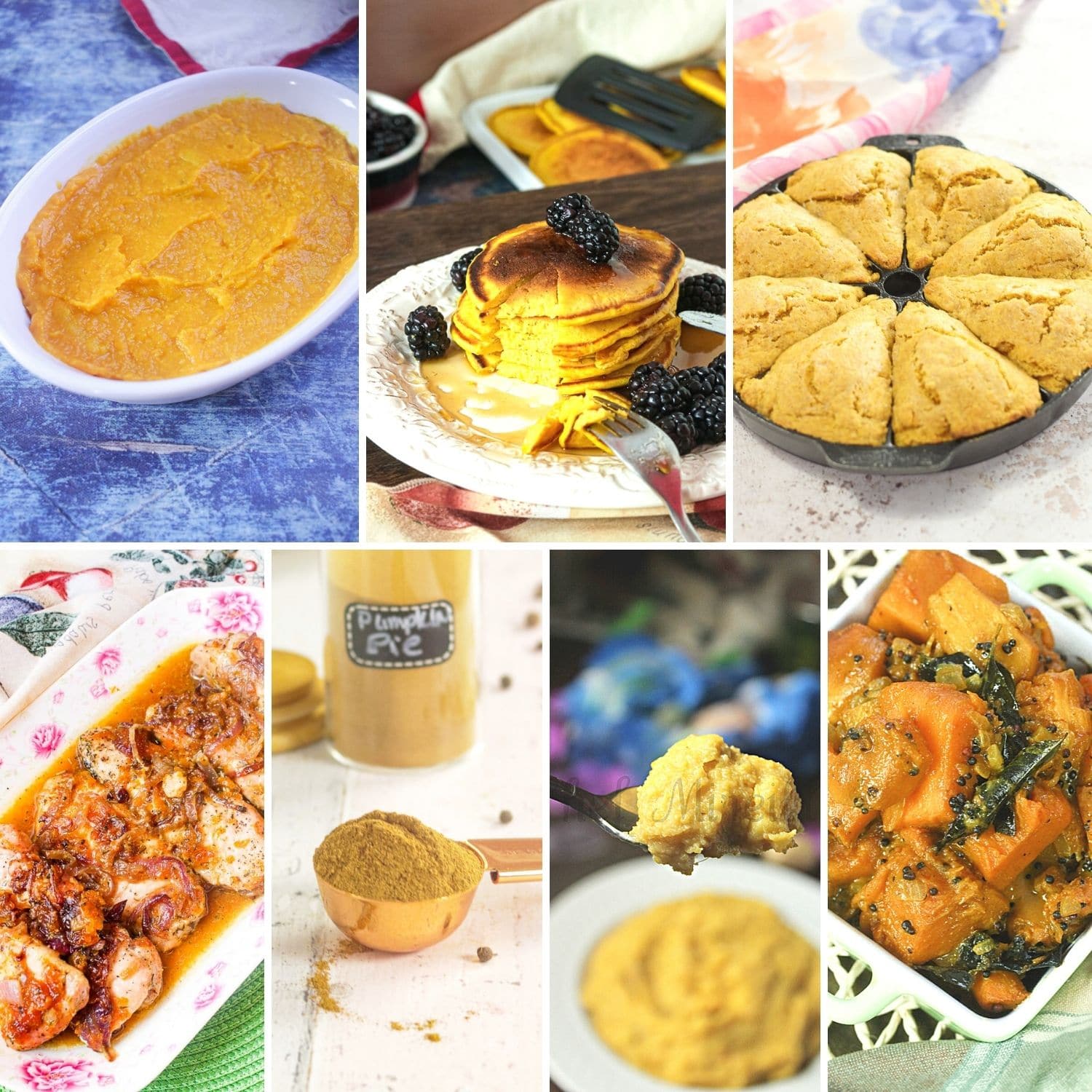 Collage of 7 Pumpkin recipes