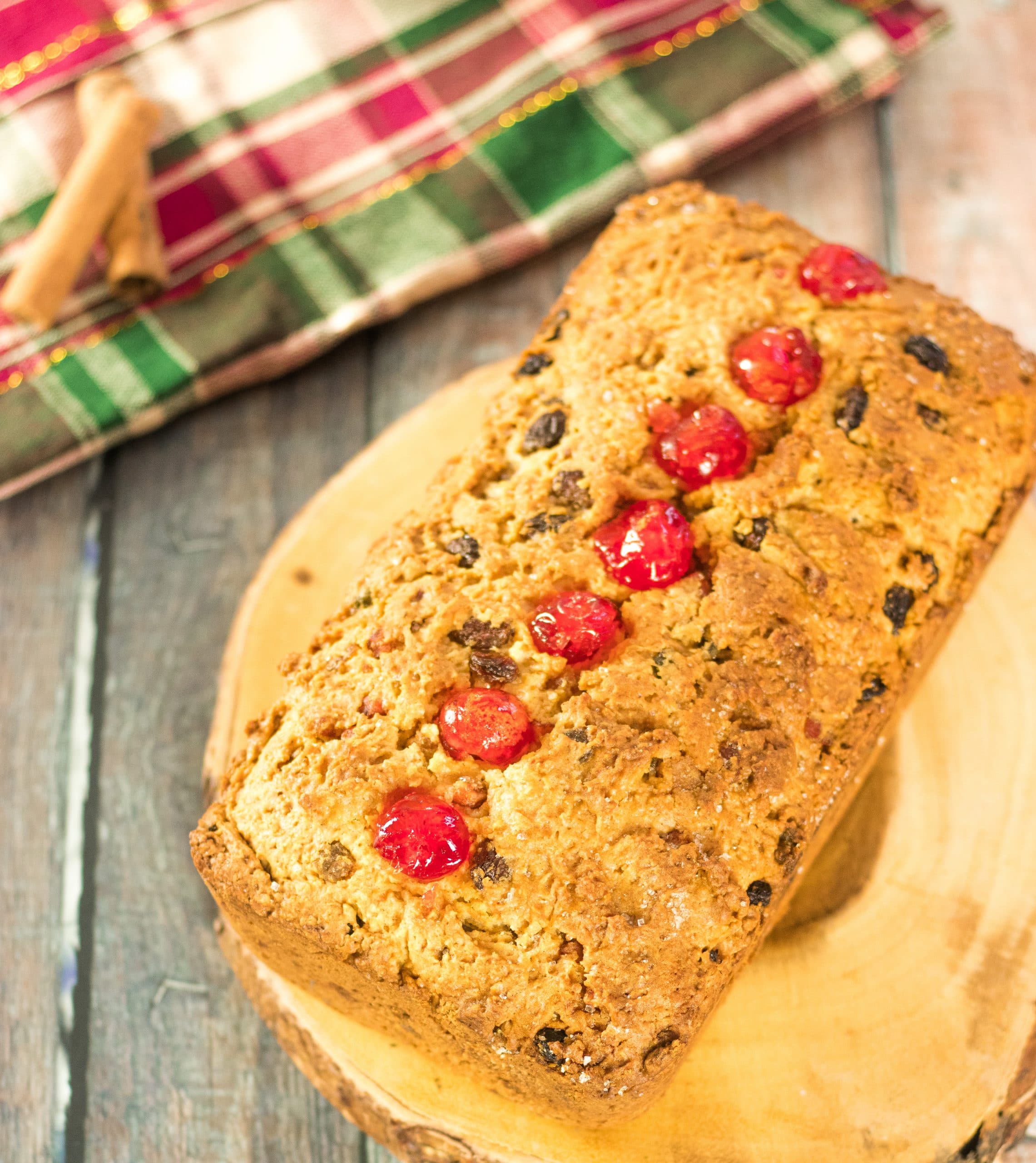 Trinidad Sweet Bread on a round wooden platter