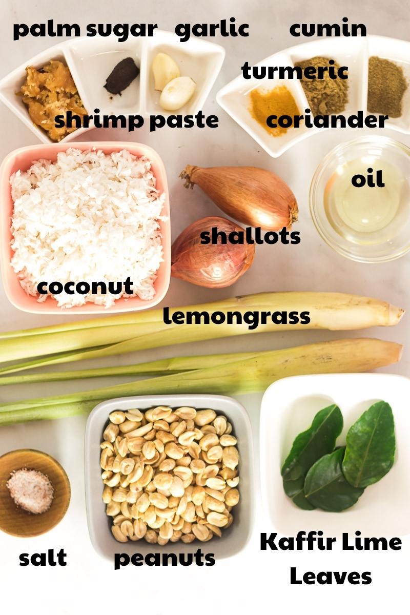 ingredients for seroendeng with labels