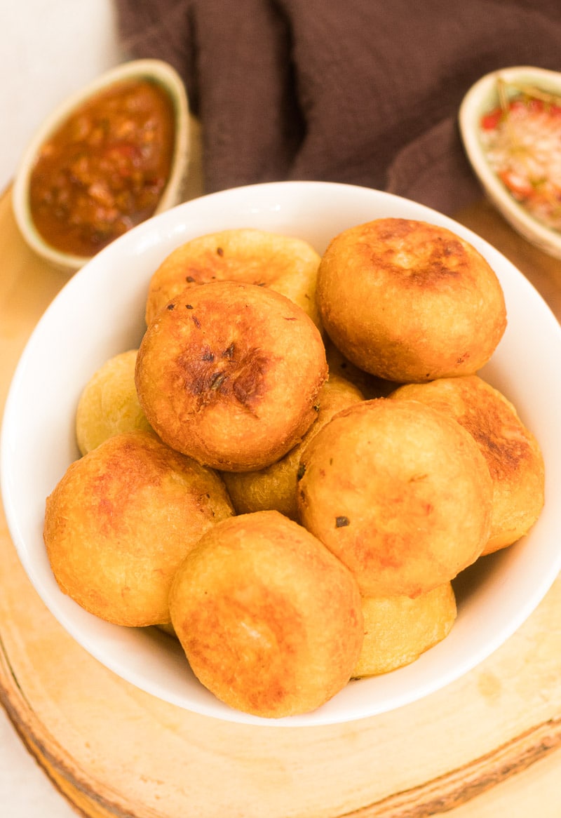 Haitian Breadfruit Recipes stuffed with Salt Cod in a bowl