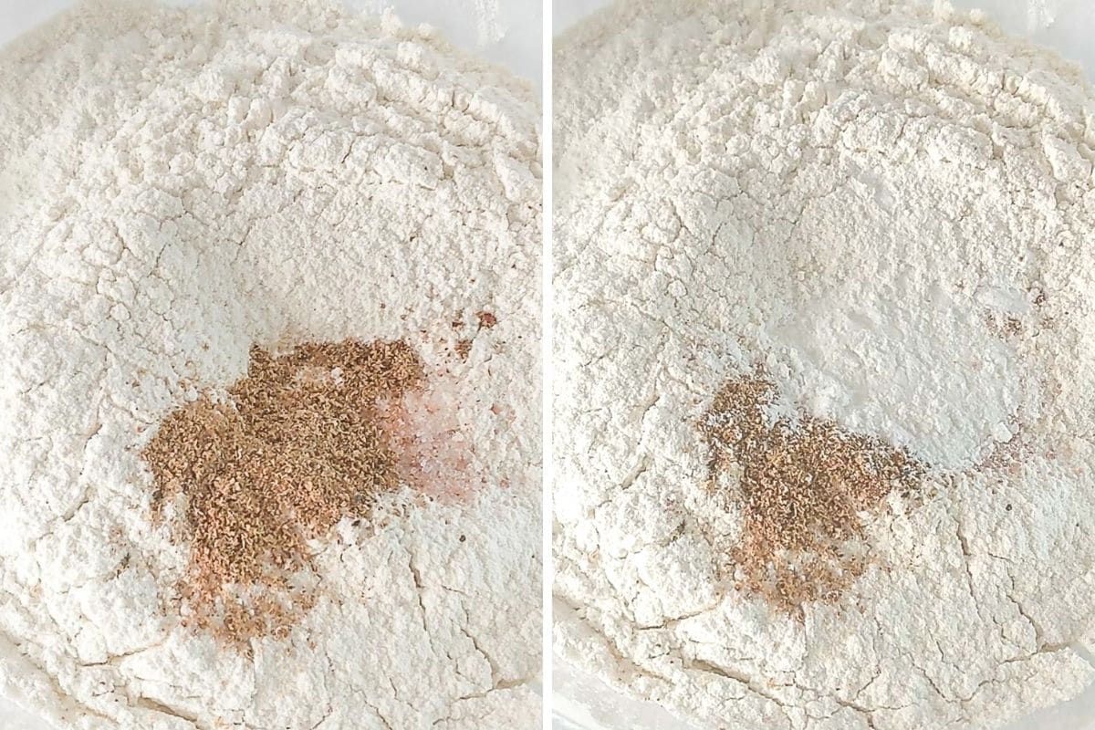 flour, nutmeg, salt and baking powder for Haitian Cake recipe