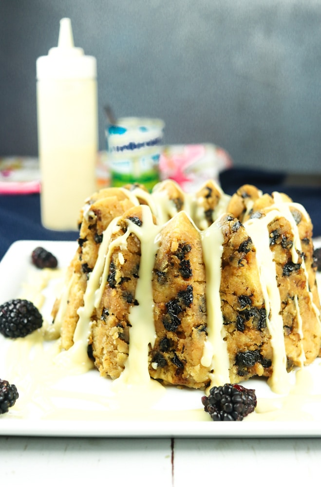 Spotted Dick Pudding (with currants) with Devon Custard and Blackberries