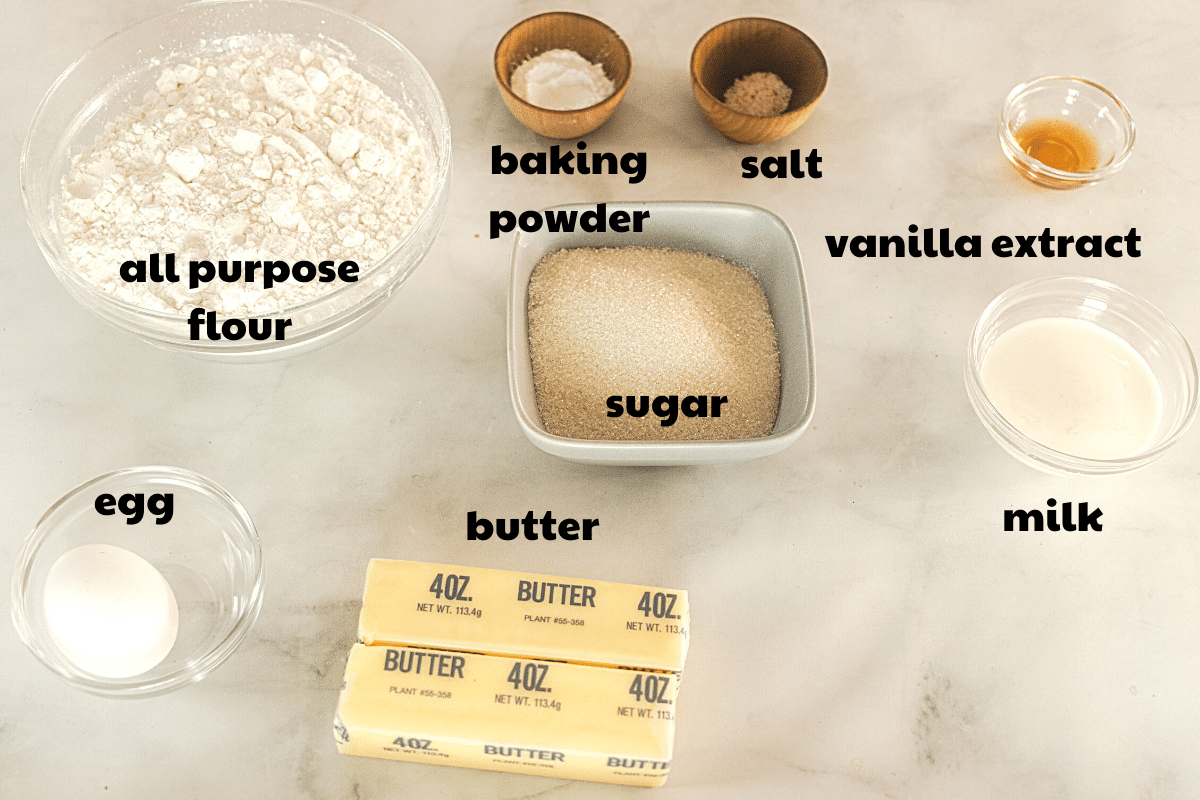 ingredients for best recipe for cookies with labels 