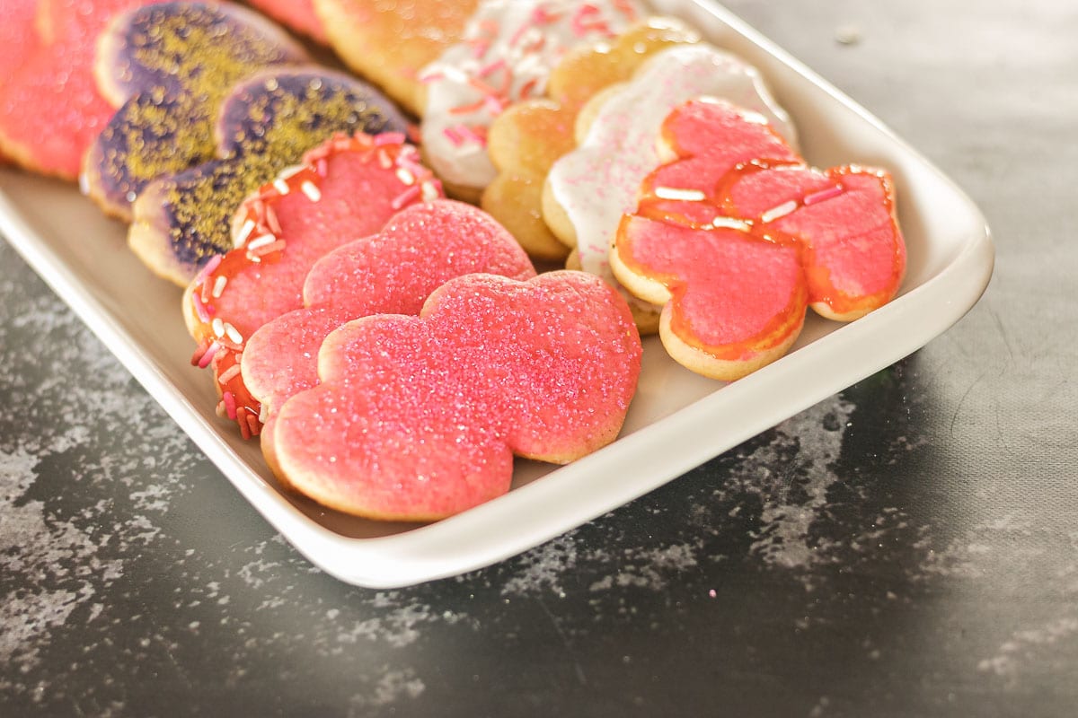 decorated sugar cookies for Valentine's Day