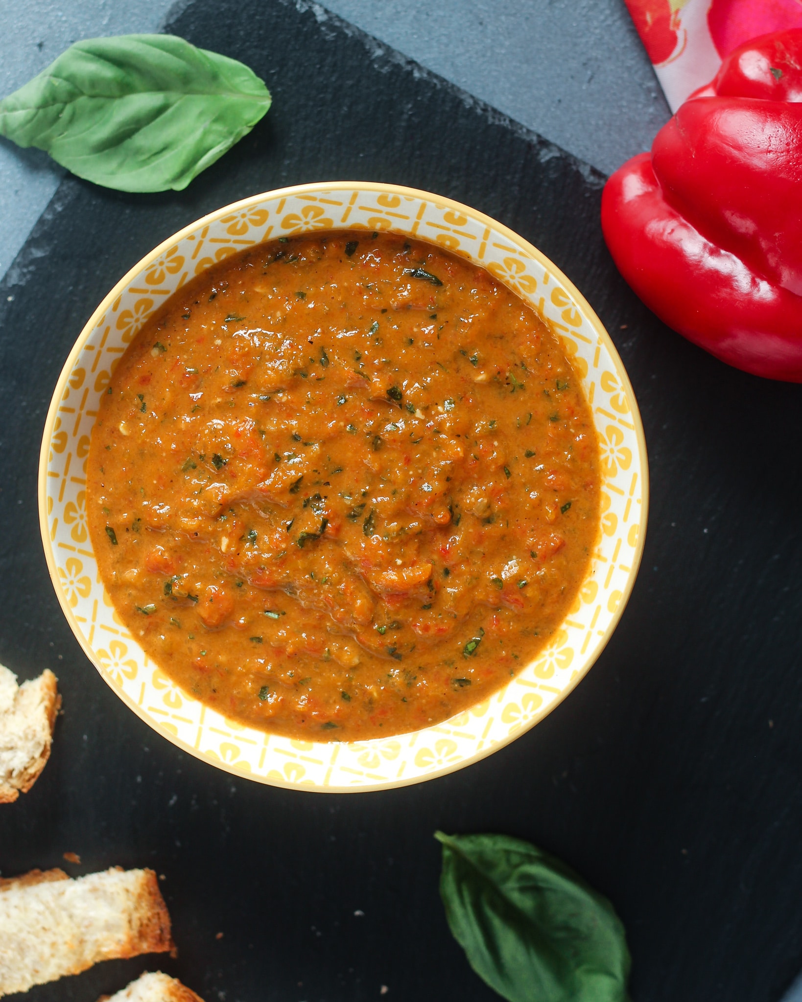 bowl of red pepper pesto recipe