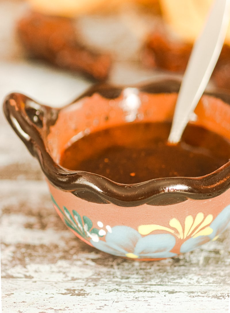 bowl of Salsa Macha with spoon